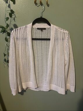 kathy ireland Open-Front Crochet Cardigan - White